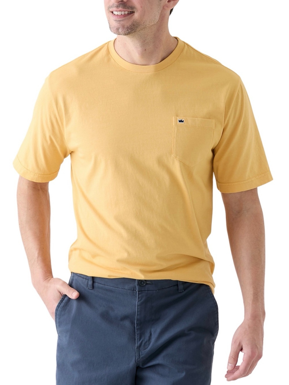 Crown & Ivy Men’s M Yellow Gold Pocket Tee 100% Cotton Short Sleeve Casual NWT